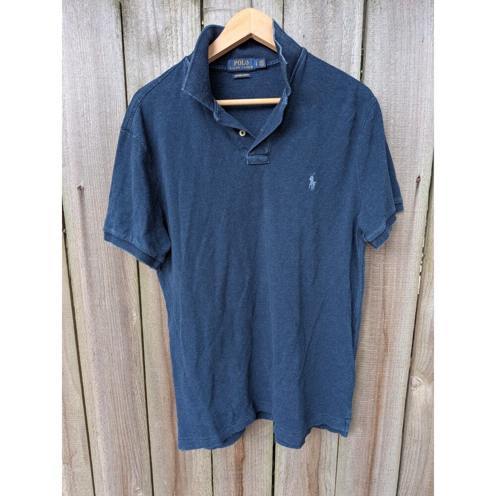 Polo Ralph Lauren Custom Slim Fit Polo Shirt Large Denim Blue Short Sleeve